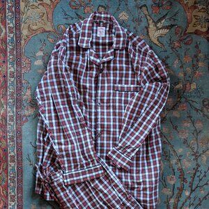 Brooks Brothers cotton pajama set red green white Dress Stewart tartan plaid L